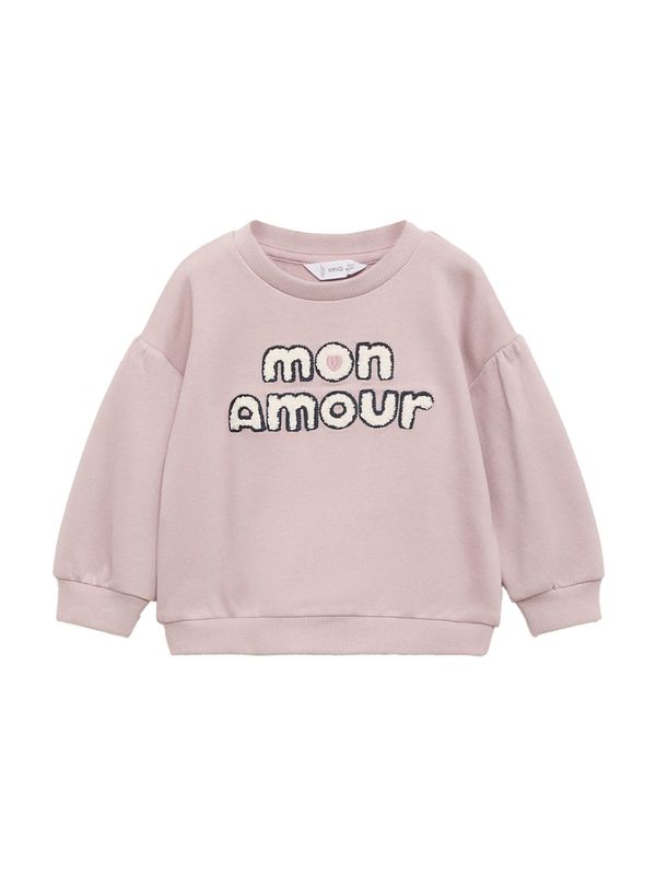 MANGO KIDS MANGO KIDS Sweater majica 'AMOUR'  roza / crna / vuneno bijela