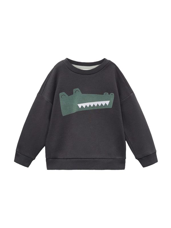 MANGO KIDS MANGO KIDS Sweater majica  antracit siva / kraljevski zelena / bijela