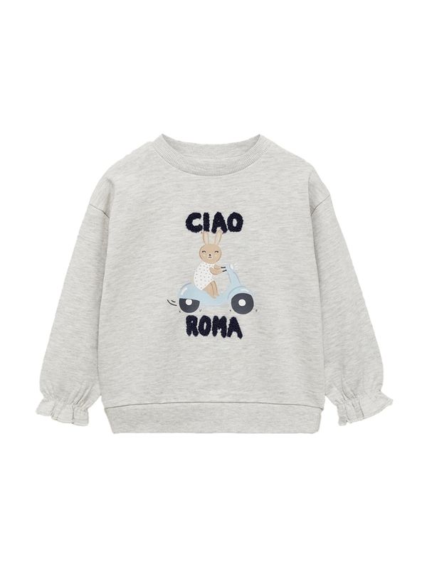 MANGO KIDS MANGO KIDS Sweater majica 'CIAO'  tamno bež / siva melange / crna / bijela