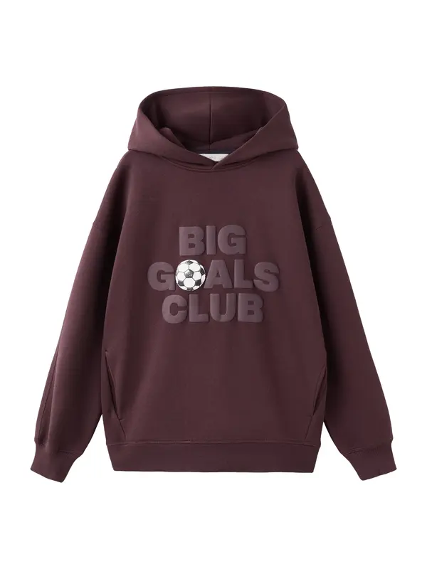Mango MANGO KIDS Sweater majica 'DGOALS'  boja vina / crna / bijela
