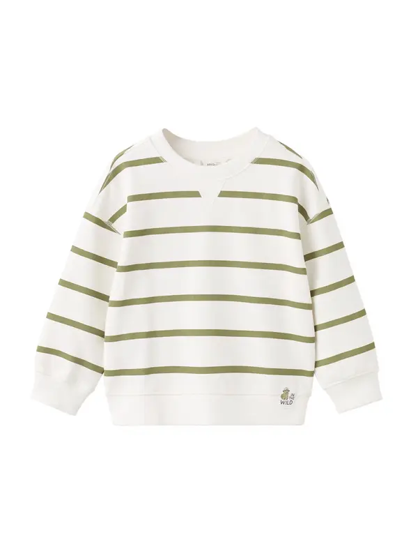 MANGO KIDS MANGO KIDS Sweater majica 'EHAPPY'  kaki / bijela