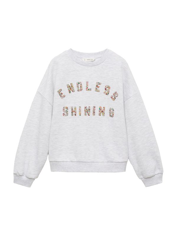 MANGO KIDS MANGO KIDS Sweater majica 'ENDLESS'  svijetlosiva / bijela