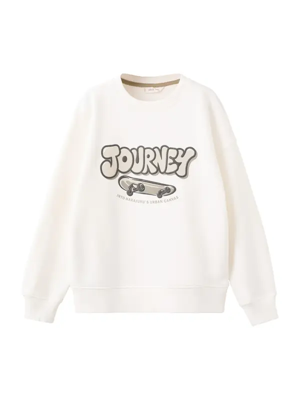 Mango MANGO KIDS Sweater majica 'JOURNEY'  pastelno zelena / crna / prljavo bijela