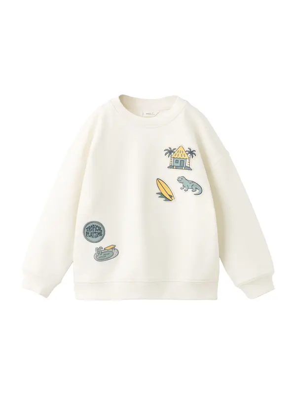 Mango MANGO KIDS Sweater majica 'MSTICKER'  mornarsko plava / opal / žuta / bijela