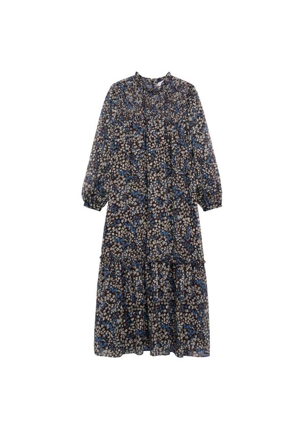 MANGO MANGO Košulja haljina 'Fancy'  nebesko plava / crna / bijela