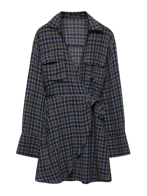 MANGO MANGO Košulja haljina 'Maria'  noćno plava / svijetloplava / žuta / grafit siva