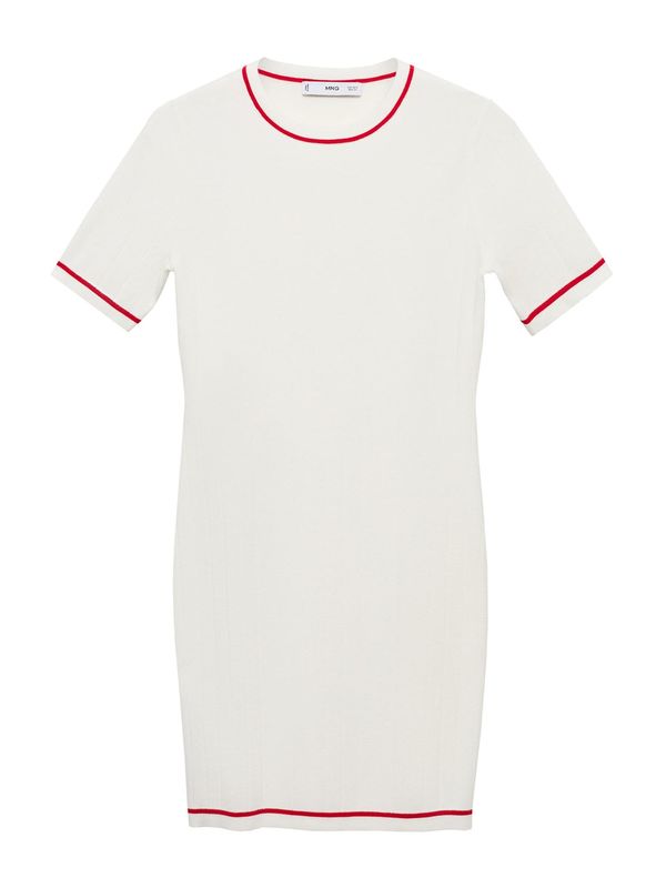 MANGO MANGO Pletena haljina 'PIPE'  bež / svijetlo crvena