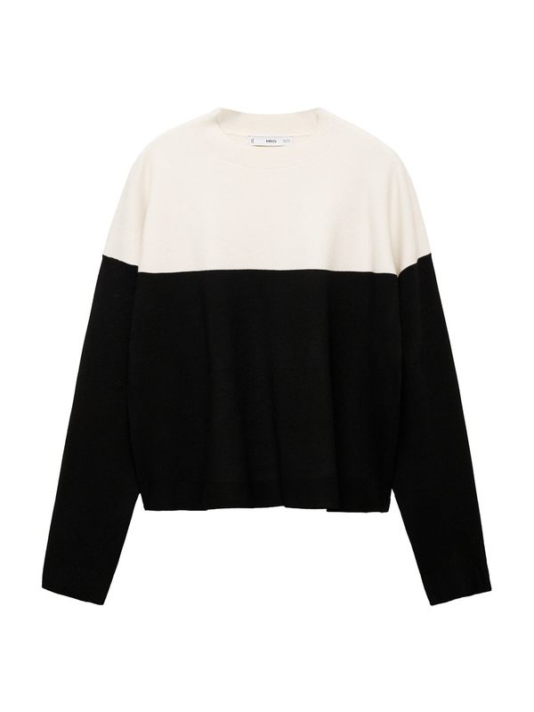 MANGO MANGO Pulover 'CECILIA'  crna / vuneno bijela