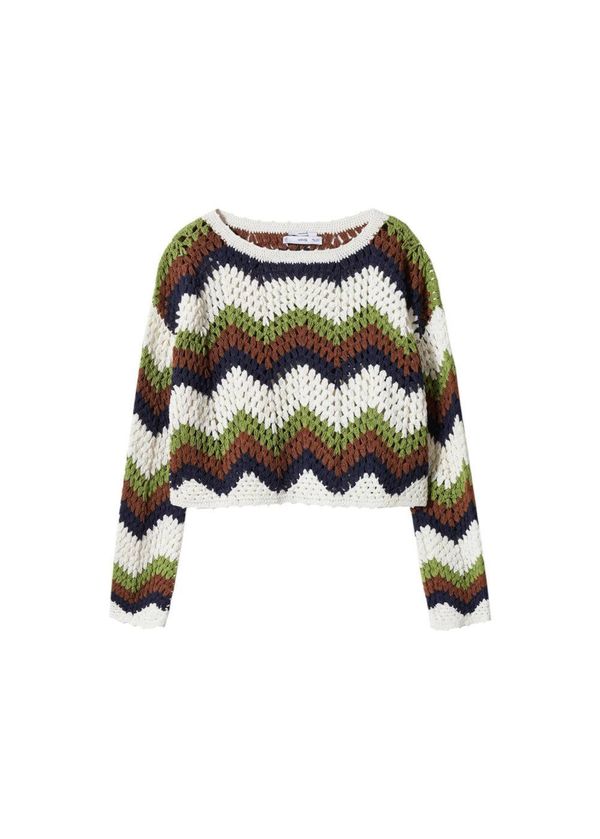 MANGO MANGO Pulover 'Ferrara'  noćno plava / tamno smeđa / zelena / bijela