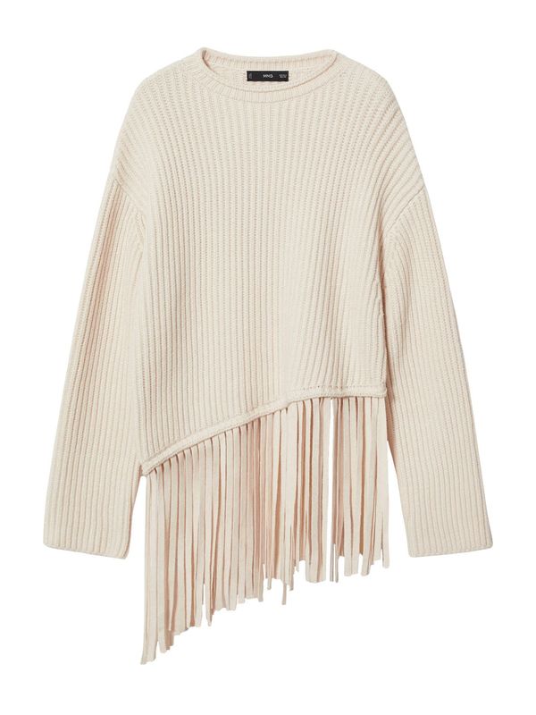 MANGO MANGO Pulover 'Fleco'  svijetlobež / crna