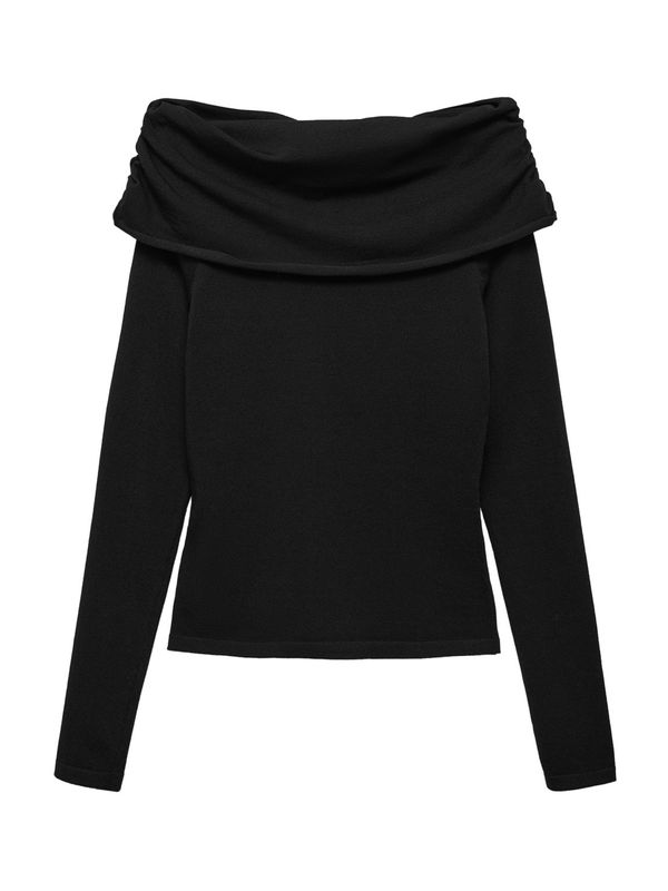 MANGO MANGO Pulover 'GLOSSY'  crna