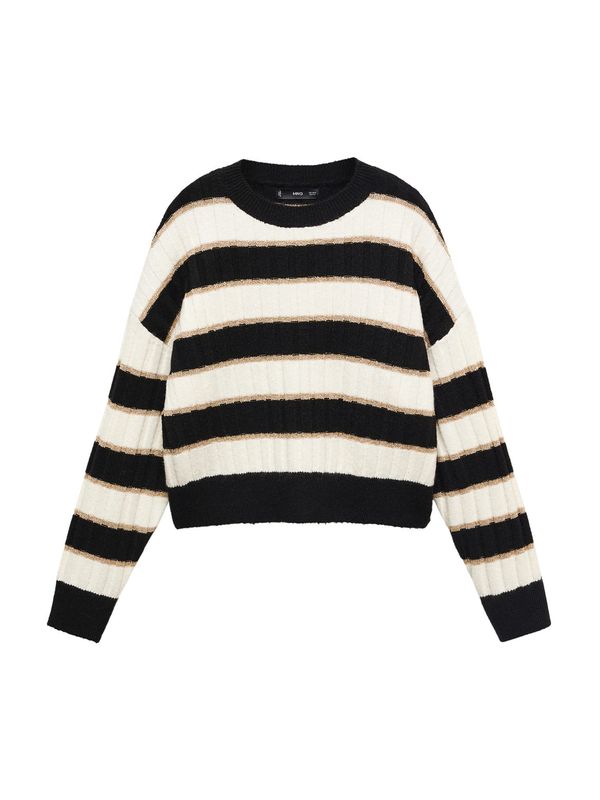 MANGO MANGO Pulover 'PATRONUS'  pijesak / crna / vuneno bijela