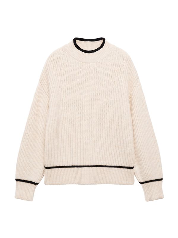 MANGO MANGO Pulover 'PLAZA'  bež / crna