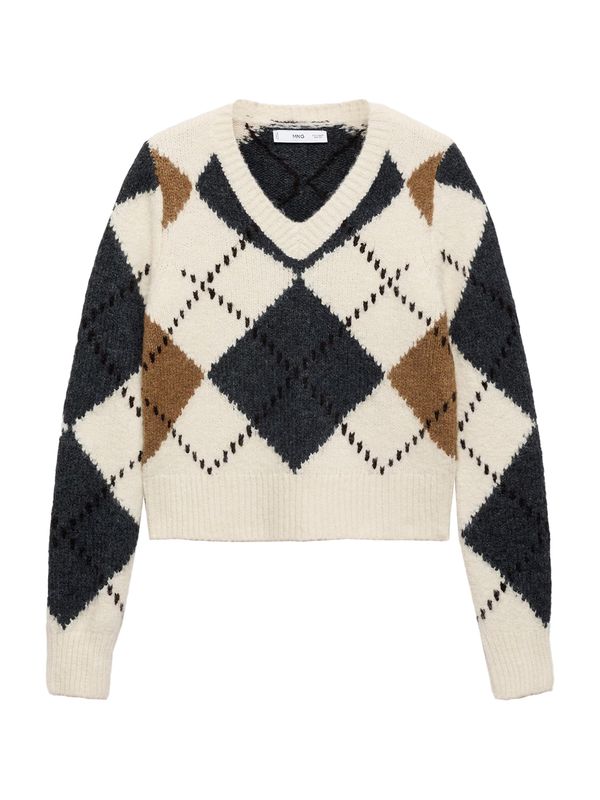 MANGO MANGO Pulover 'Rombin'  ecru/prljavo bijela / višnja / tamno smeđa / antracit siva