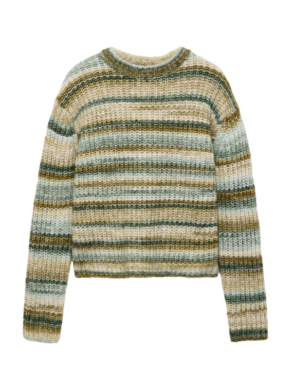 MANGO MANGO Pulover 'SPACE'  siva / sivkasto zelena / bijela