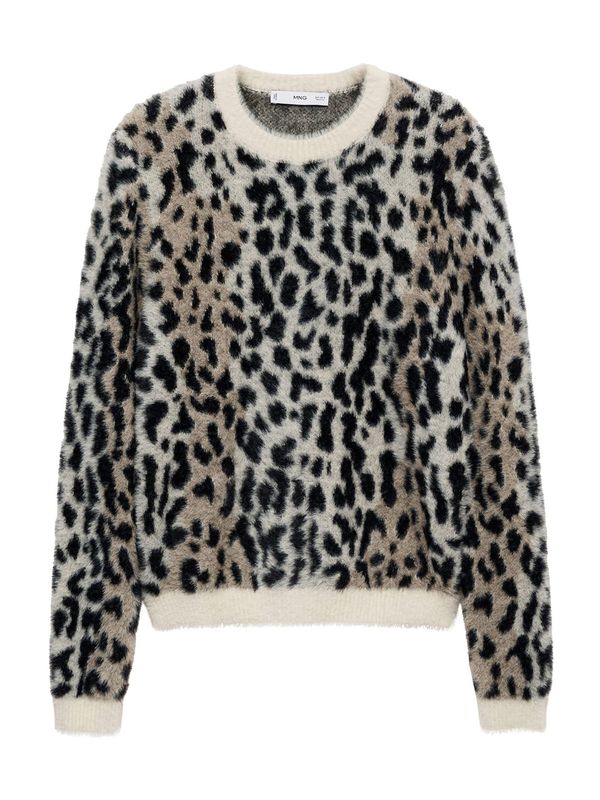 MANGO MANGO Pulover 'WILD'  bež / svijetlobež / crna