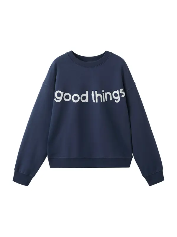 MANGO TEEN MANGO TEEN Sweater majica 'Things'  mornarsko plava / bijela