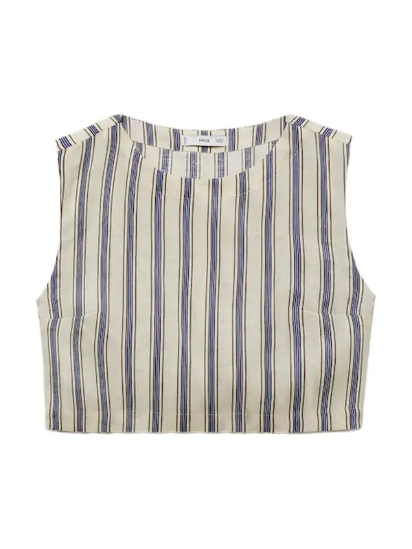 Mango MANGO Top 'FRED'  pijesak / mornarsko plava / svijetloplava / tamno smeđa