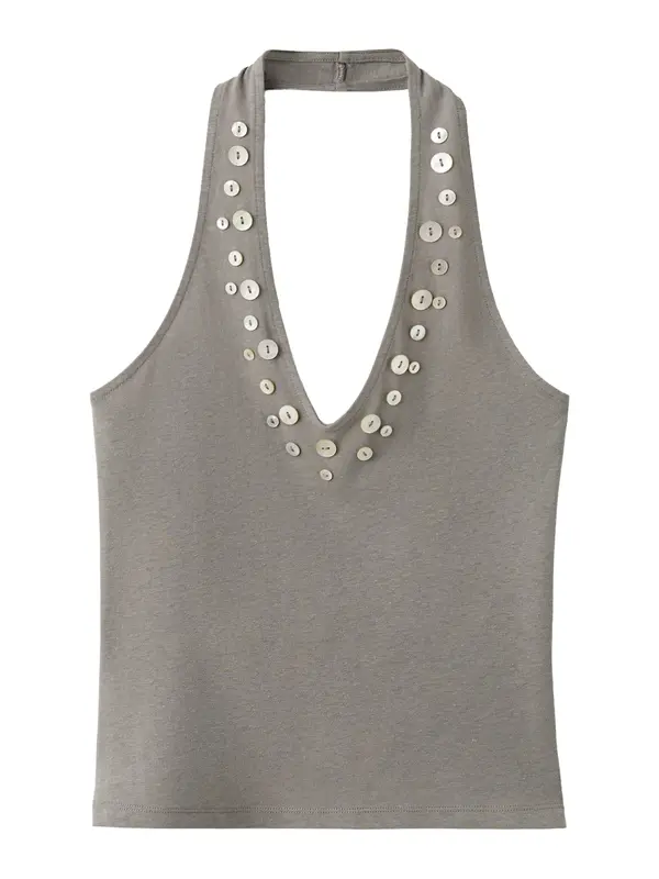MANGO MANGO Top 'NACAR'  tamo siva / biserno bijela