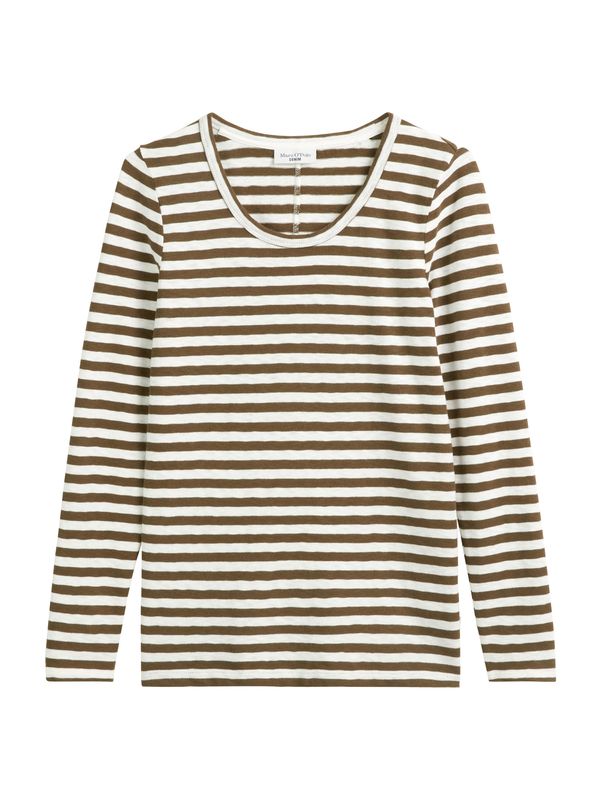 Marc O'Polo DENIM Marc O'Polo DENIM Majica  tamno smeđa / bijela