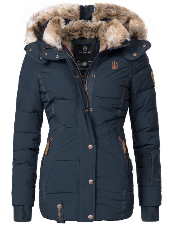 MARIKOO MARIKOO Zimska jakna 'Nekoo'  sivkasto bež / ecru/prljavo bijela / mornarsko plava / konjak