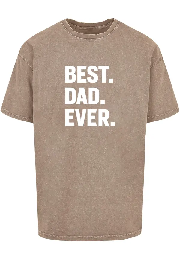 Merchcode Merchcode Majica 'Fathers Day - Best Dad Ever'  smeđa melange / bijela