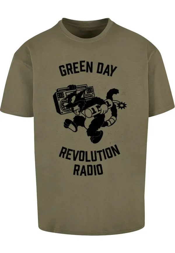 Merchcode Merchcode Majica 'Green Day Revolution Radio'  maslinasta / crna