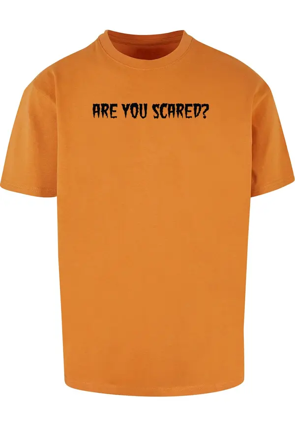 Merchcode Merchcode Majica 'Halloween - Are  You Scared'  tamno narančasta / crna