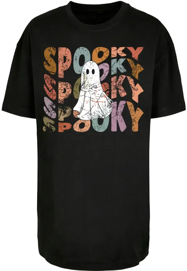 Merchcode Merchcode Majica 'Halloween - Spooky Ghost'  svijetloplava / pastelno ljubičasta / crna / bijela