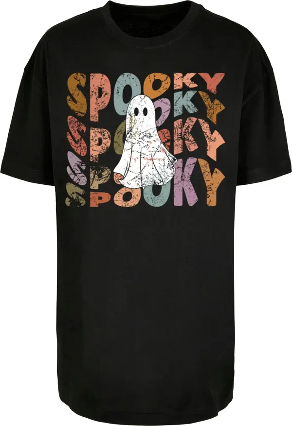 Merchcode Merchcode Majica 'Halloween - Spooky Ghost'  svijetloplava / pastelno ljubičasta / crna / bijela