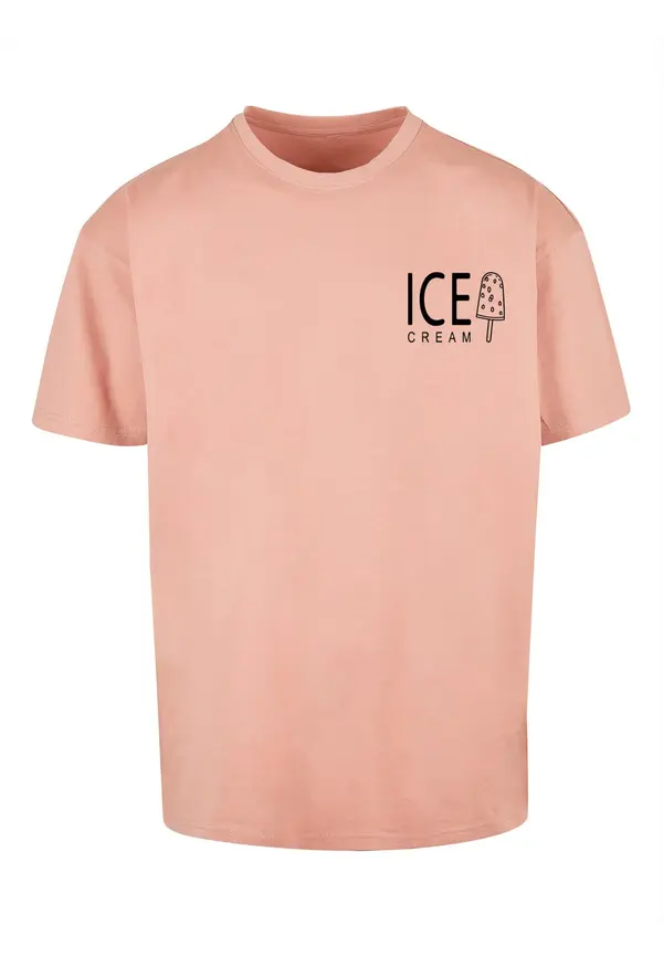 Merchcode Merchcode Majica 'Ice Cream'  prljavo roza / crna