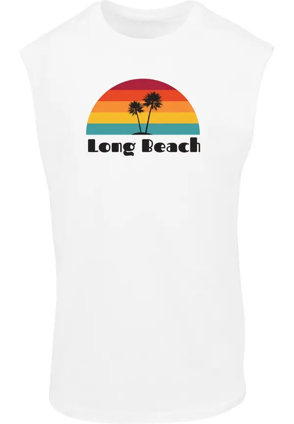 Merchcode Merchcode Majica 'Long Beach'  narančasta / crvena / crna / bijela