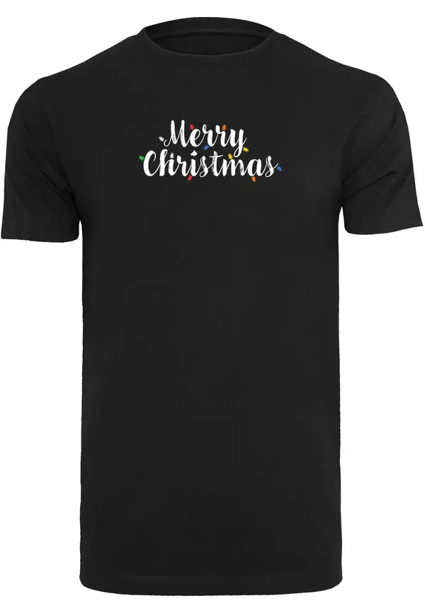 Merchcode Merchcode Majica 'Merry Christmas Lights'  crna / bijela