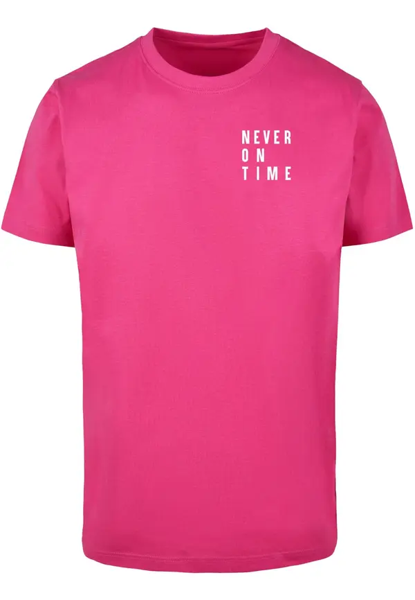 Merchcode Merchcode Majica 'Never On Time'  roza / bijela