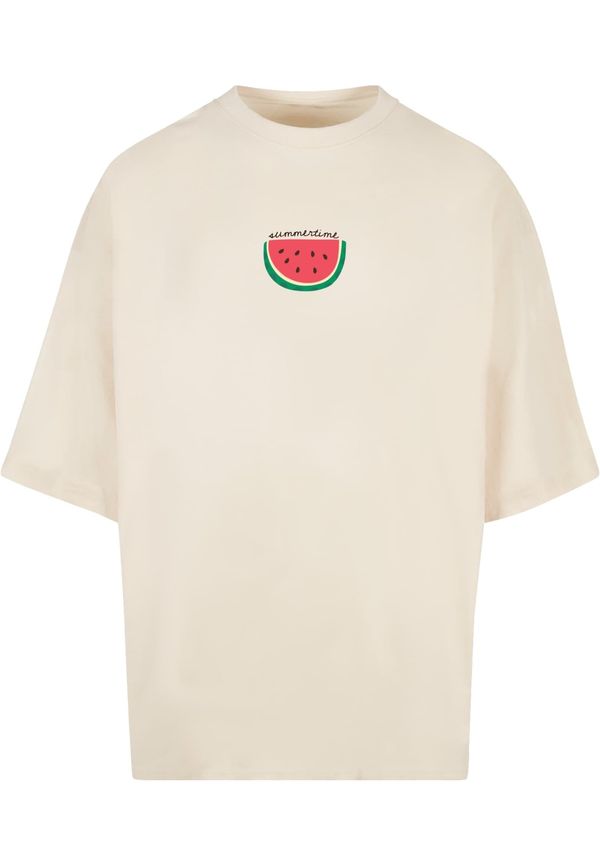 Merchcode Merchcode Majica 'Summer - Summertime'  svijetlobež / zelena / crvena