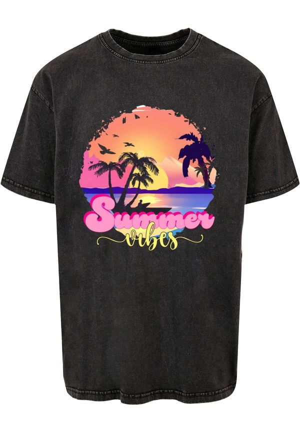 Merchcode Merchcode Majica 'Summer Vibes Sunset'  plava / antracit siva / narančasta / roza