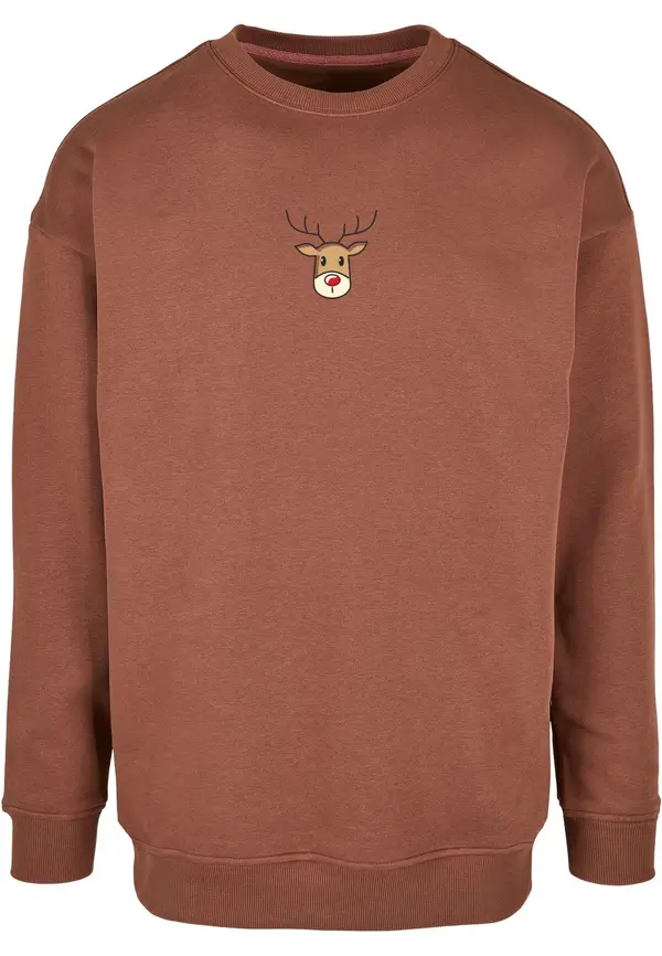 Merchcode Merchcode Sweater majica 'Christmas Cute Deer'  bež / kestenjasto smeđa / crvena / crna