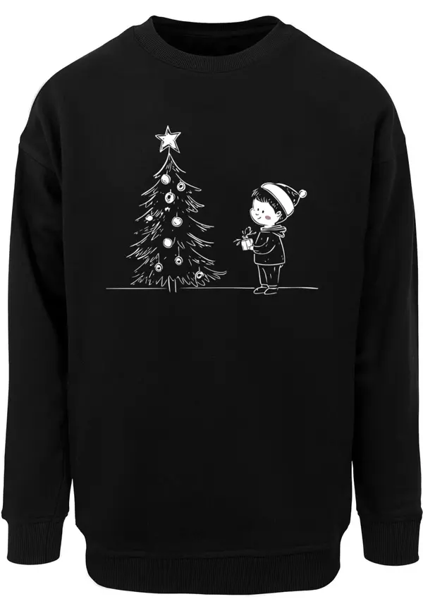Merchcode Merchcode Sweater majica 'Christmas Cute Kid'  crna / bijela