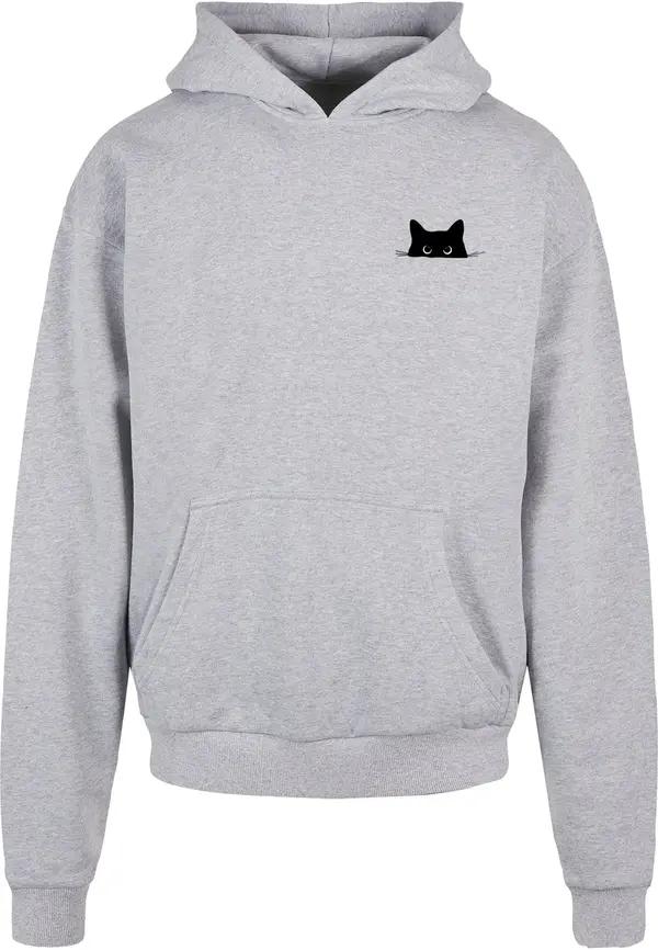 Merchcode Merchcode Sweater majica 'Halloween - Cat'  svijetlosiva / crna