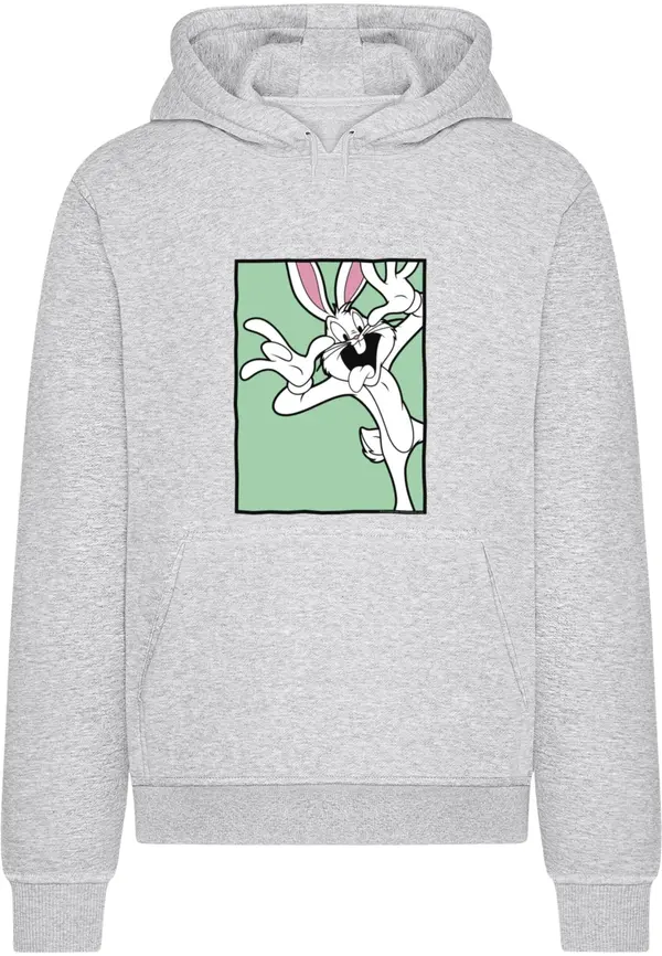 Merchcode Merchcode Sweater majica 'Looney Tunes Bugs Bunny Funny Face'  siva melange / menta / crna / bijela