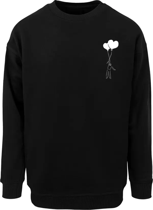 Merchcode Merchcode Sweater majica 'Love In The Air'  crna / bijela