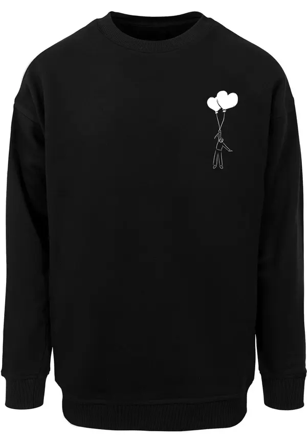Merchcode Merchcode Sweater majica 'Love In The Air'  crna / bijela
