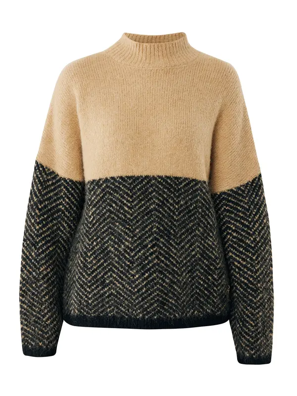 MEXX MEXX Pulover  boja devine dlake (camel) / crna