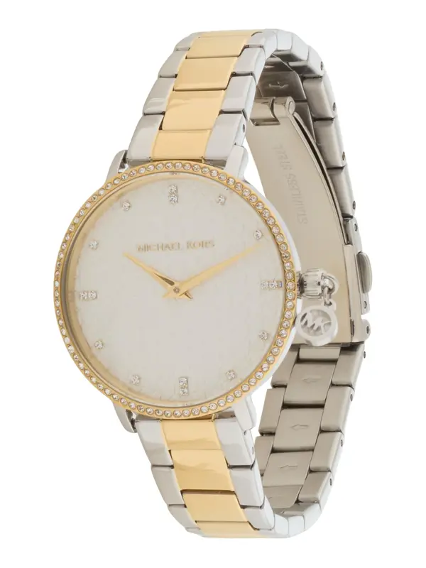 MICHAEL Michael Kors MICHAEL Michael Kors Analogni sat 'PYPER'  zlatna / srebro / biserno bijela