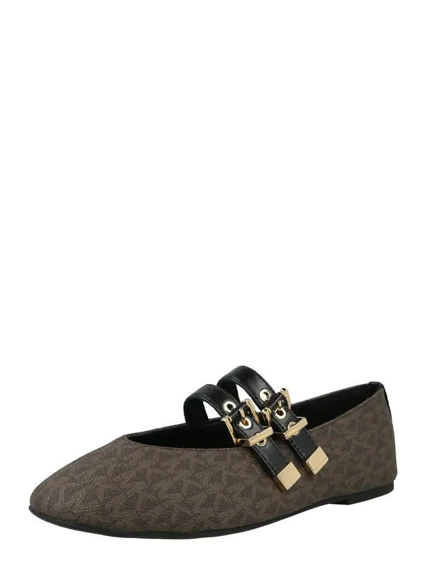 MICHAEL Michael Kors MICHAEL Michael Kors Otvorene balerinke 'ROWEN'  smeđa / brokat / crna