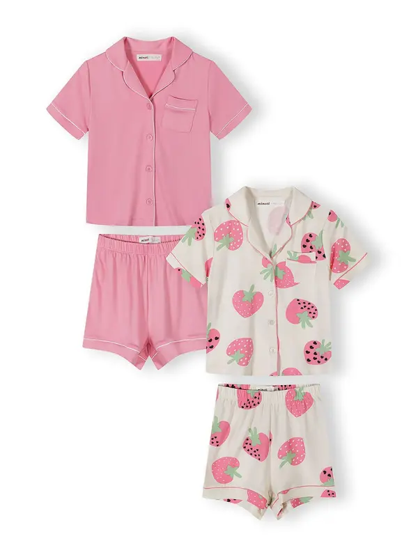 MINOTI MINOTI Pidžama set  zelena / roza / vuneno bijela