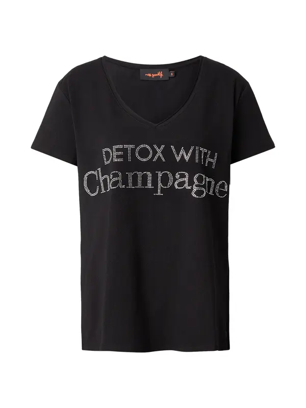 miss goodlife miss goodlife Majica 'Detox With Champagne'  crna / srebro