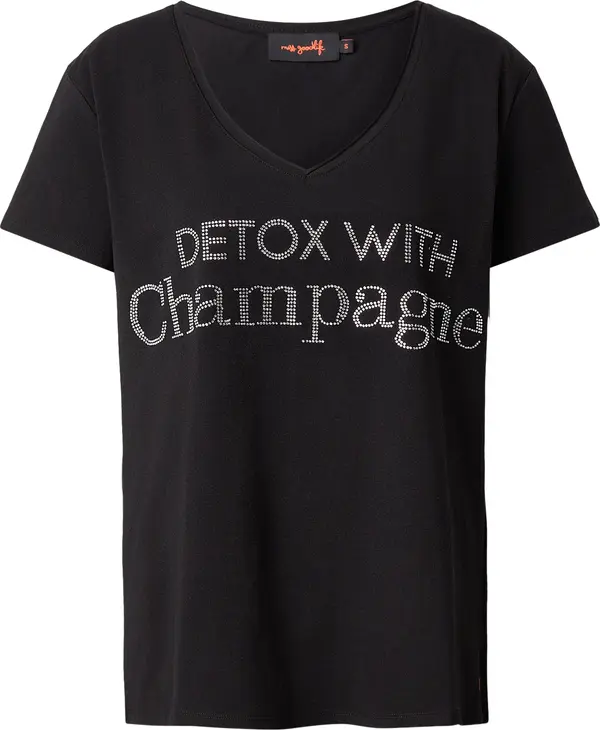 miss goodlife miss goodlife Majica 'Detox With Champagne'  crna / srebro