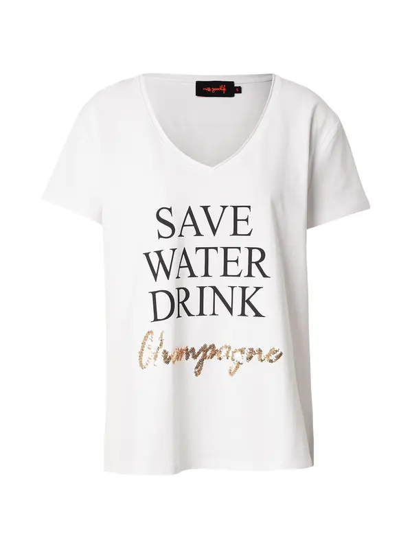 miss goodlife miss goodlife Majica 'Save Water Drink'  zlatna / crna / bijela