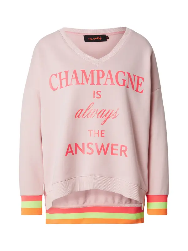 miss goodlife miss goodlife Sweater majica 'Champagne Is The Answer'  limeta / narančasta / roza / svijetlocrvena